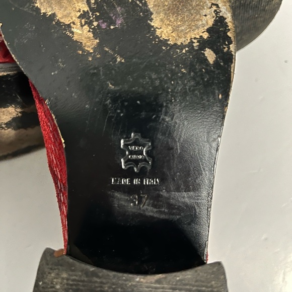 Italian Red Snakeskin Print Lace-Up Ankle‎ Boots Fun Funky Footwear US 7 EUR 37 - Picture 10 of 10